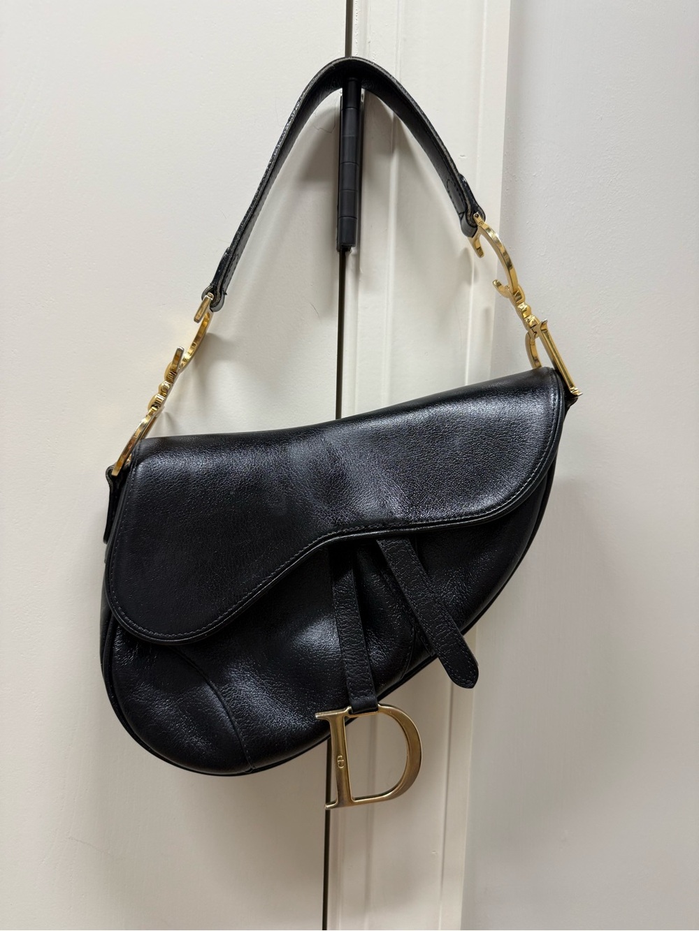 Vintage Dior Black Saddle Bag